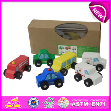 Coche de juguete de madera colorido para los niños, juguete del coche de los niños de la araña hecha a mano, coche de juguete de madera caliente de la mini venta del juego para el bebé W04A083